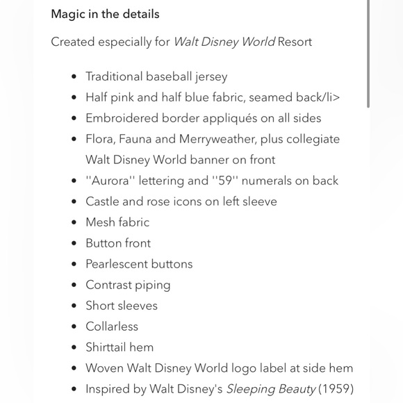 Disney limited edition Aurora Princess Jersey pink/blue M - NWT - Picture 10 of 12